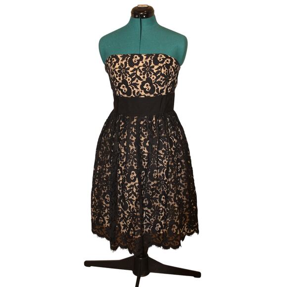 Milly of New York Black Lace Strapless Dress Size 6 Taylor Swift Inspired Style - Picture 3 of 6